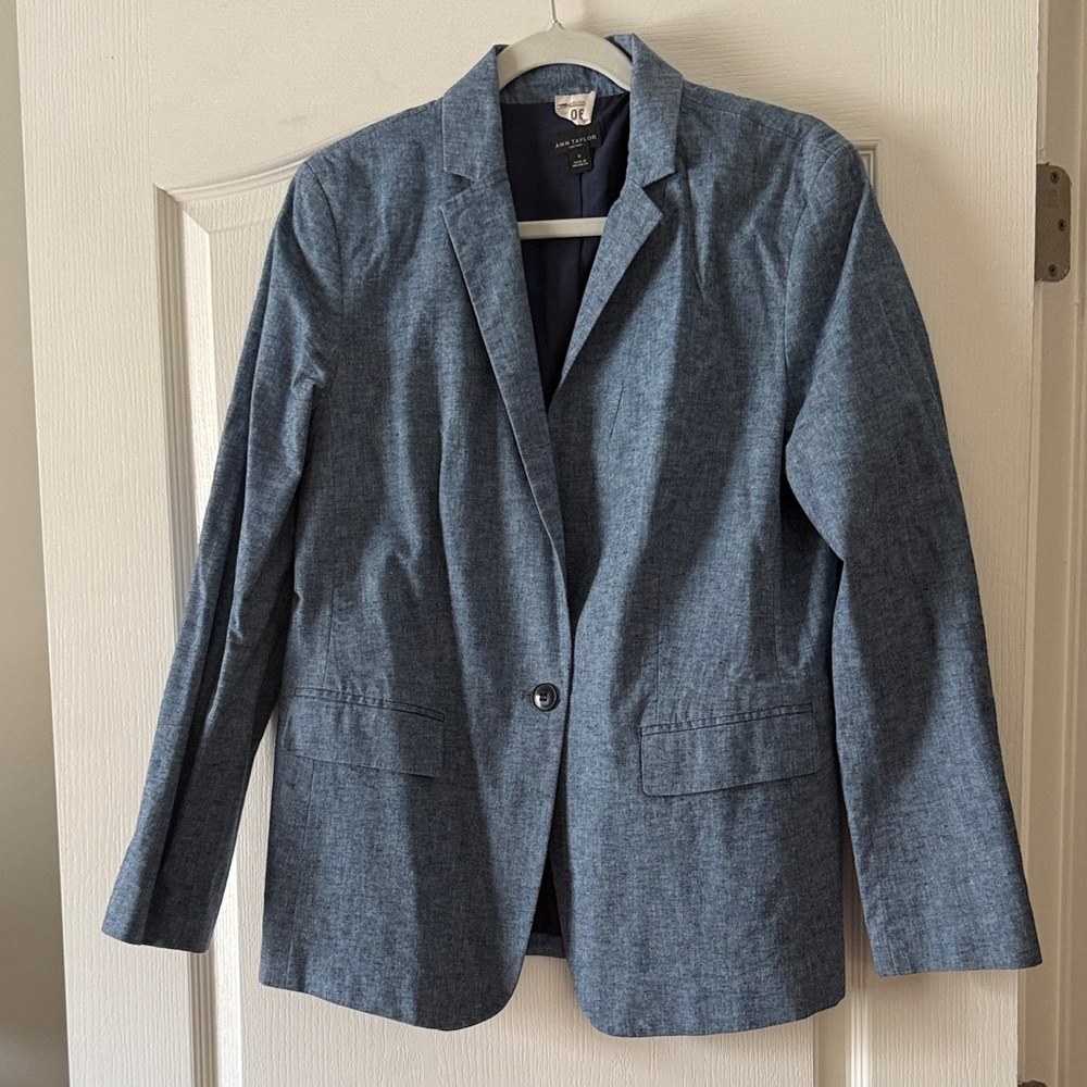 Ann Taylor Factory Blue Chambray Blazer
